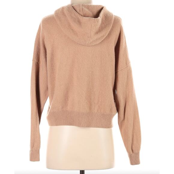 Naadam Camel Tan Cropped 100% Cashmere Hoodie Sweater M - Picture 6 of 8